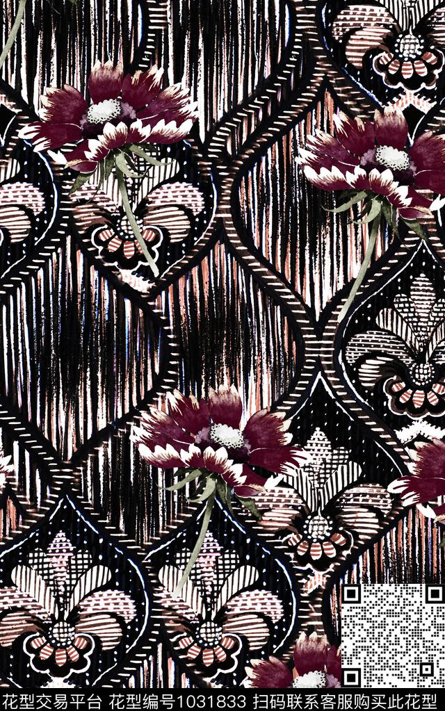 数码华亿平台民族风花卉数码印花华亿平台下载（图片编号: 1031833） - 瓦栏（Walan）