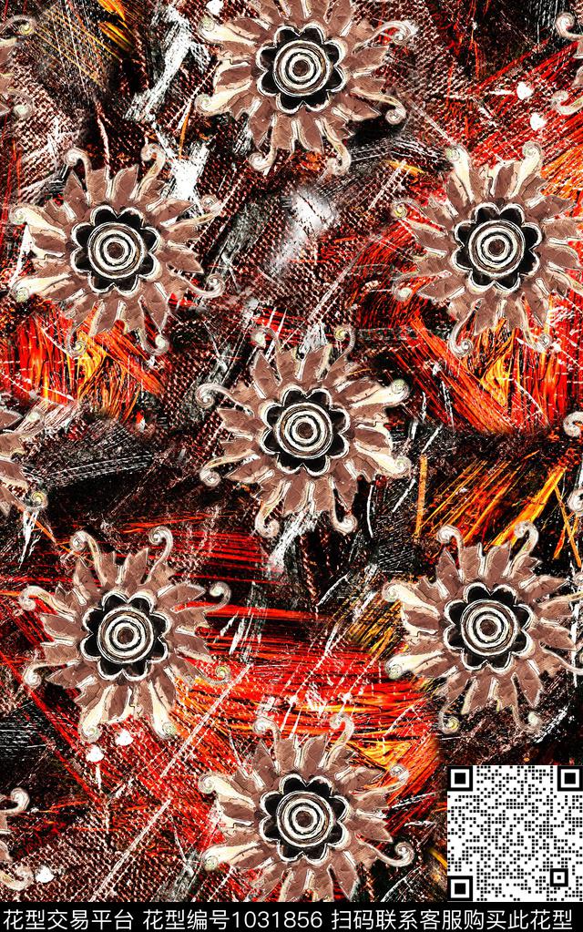 数码华亿平台民族风花卉数码印花华亿平台下载（图片编号: 1031856） - 瓦栏（Walan）
