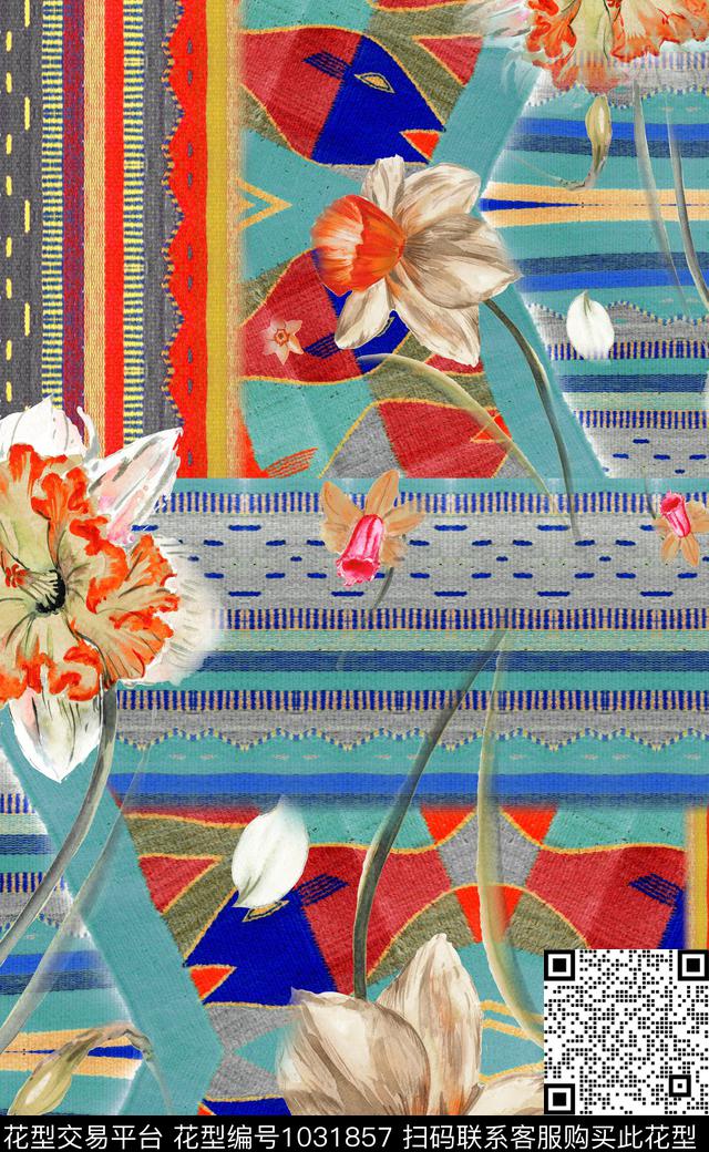 民族风格子肌理数码印花华亿平台下载（图片编号: 1031857） - 瓦栏（Walan）