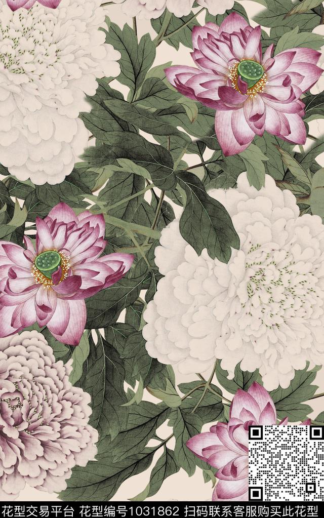 数码华亿平台民族风花卉数码印花华亿平台下载（图片编号: 1031862） - 瓦栏（Walan）