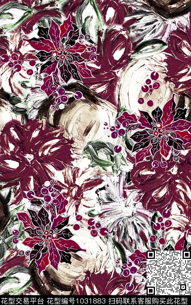 数码华亿平台民族风花卉数码印花华亿平台下载（图片编号: 1031883） - 瓦栏（Walan）