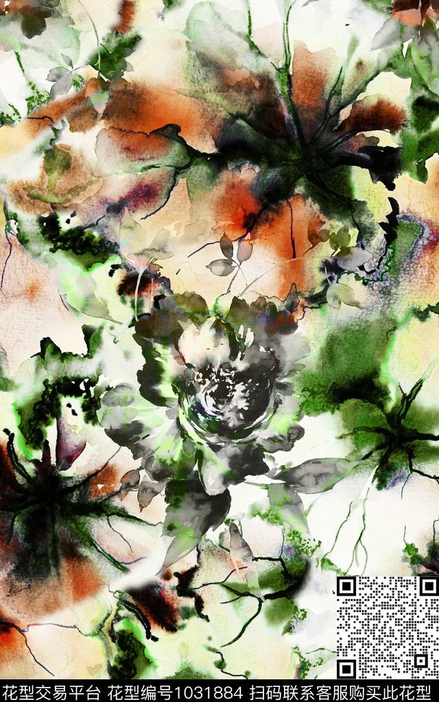 数码华亿平台民族风花卉数码印花华亿平台下载（图片编号: 1031884） - 瓦栏（Walan）