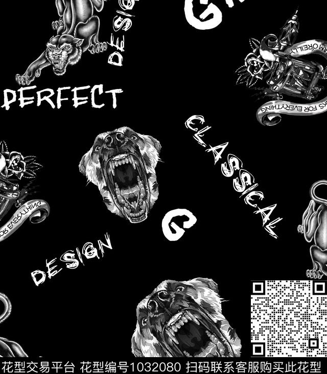 纹身豹子狗数码印花华亿平台下载（图片编号: 1032080） - 瓦栏（Walan）