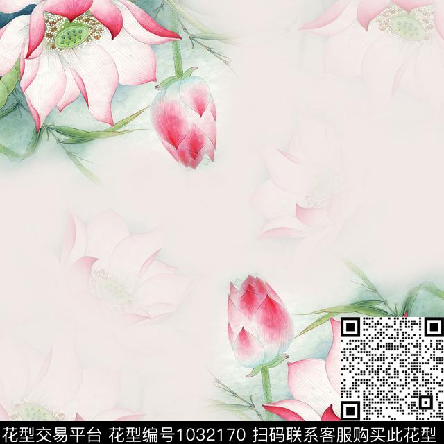 花卉方巾围巾数码印花华亿平台下载（图片编号: 1032170） - 瓦栏（Walan）