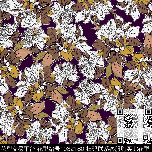 数码华亿平台黑底花卉花卉数码印花华亿平台下载（图片编号: 1032180） - 瓦栏（Walan）