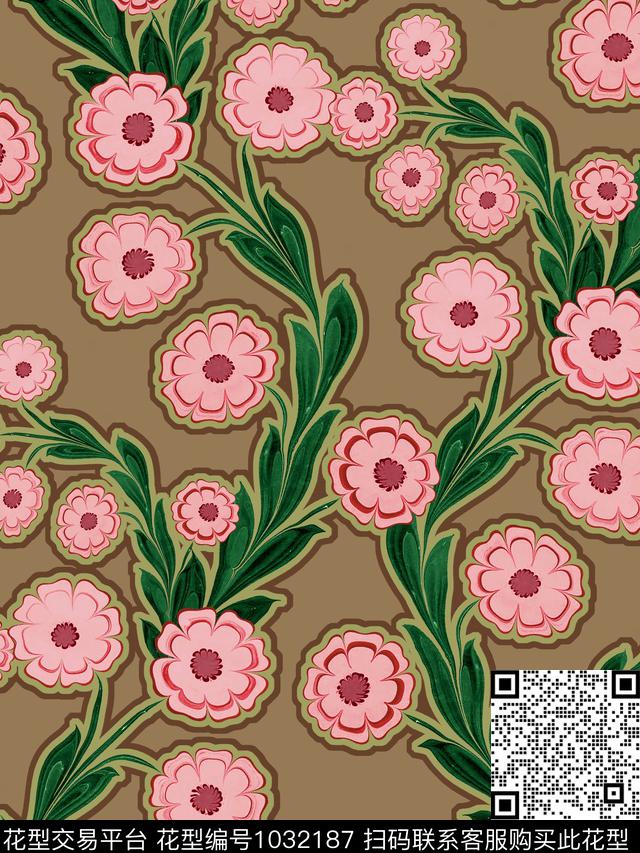 数码华亿平台花卉大牌风数码印花华亿平台下载（图片编号: 1032187） - 瓦栏（Walan）