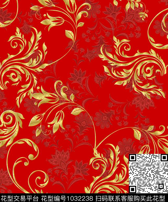 古典花纹春夏华亿平台复古数码印花华亿平台下载（图片编号: 1032238） - 瓦栏（Walan）