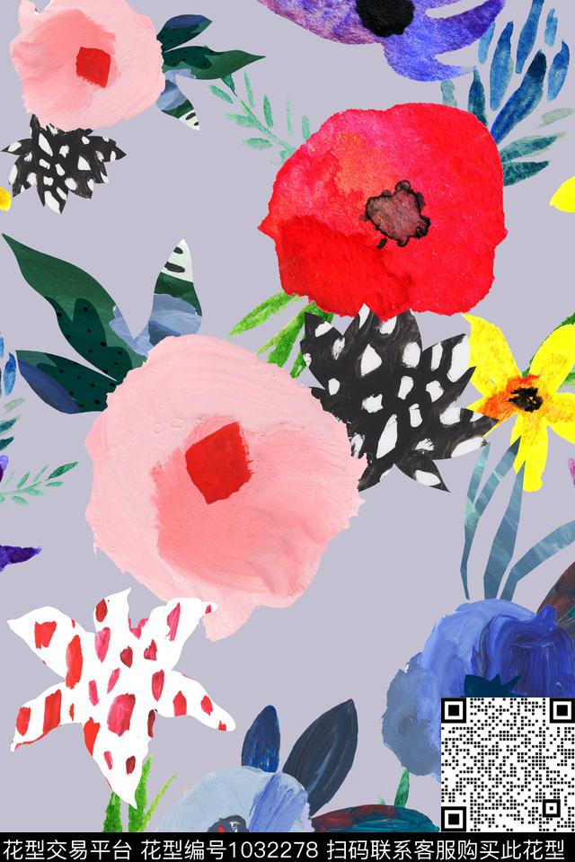 淑女大花春夏华亿平台数码印花华亿平台下载（图片编号: 1032278） - 瓦栏（Walan）