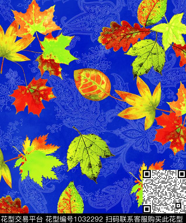 花瓣古典花纹枫叶数码印花华亿平台下载（图片编号: 1032292） - 瓦栏（Walan）