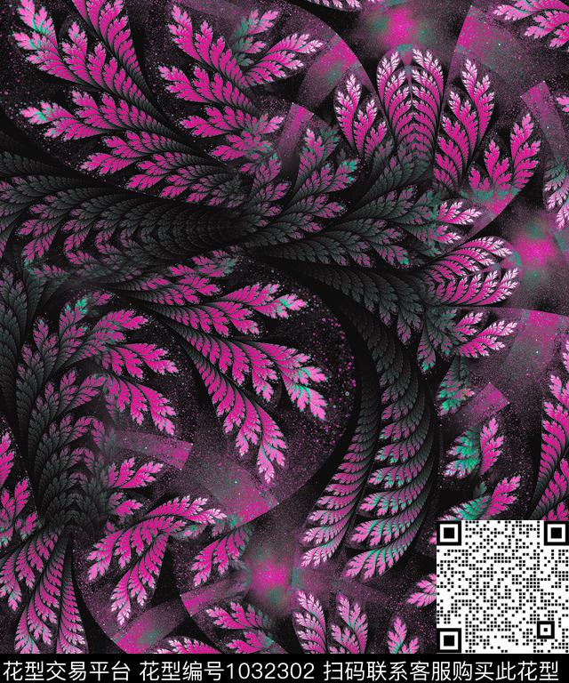 炫彩抽象花卉抽象数码印花华亿平台下载（图片编号: 1032302） - 瓦栏（Walan）