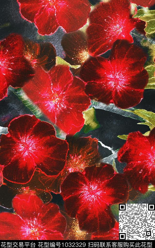 数码华亿平台花卉复古数码印花华亿平台下载（图片编号: 1032329） - 瓦栏（Walan）