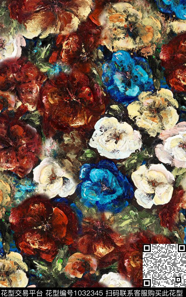 数码华亿平台民族风花卉数码印花华亿平台下载（图片编号: 1032345） - 瓦栏（Walan）