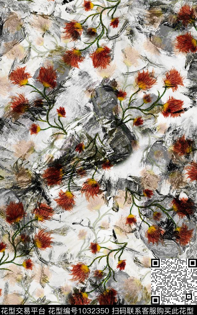数码华亿平台民族风花卉数码印花华亿平台下载（图片编号: 1032350） - 瓦栏（Walan）