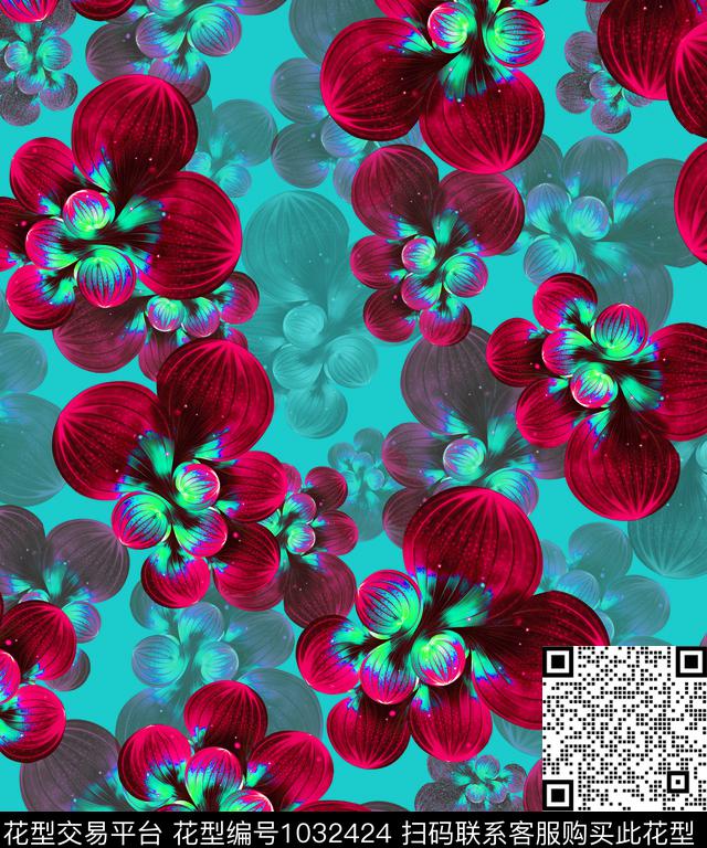 炫彩抽象花卉花瓣数码印花华亿平台下载（图片编号: 1032424） - 瓦栏（Walan）