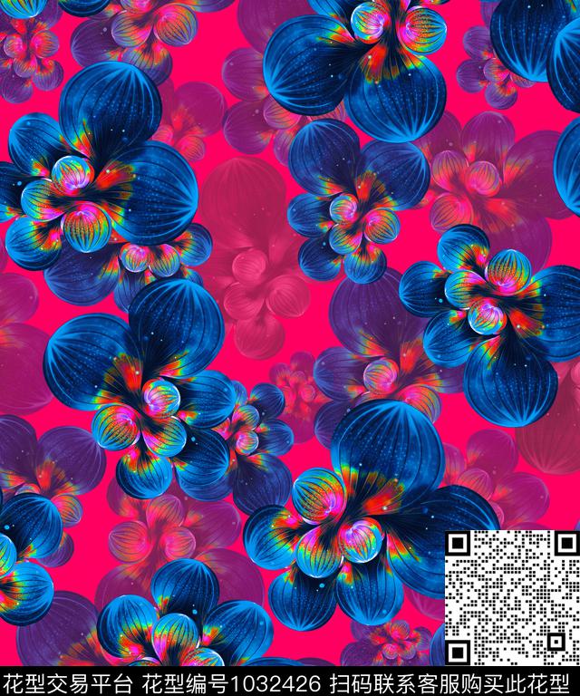 炫彩抽象花卉花瓣数码印花华亿平台下载（图片编号: 1032426） - 瓦栏（Walan）