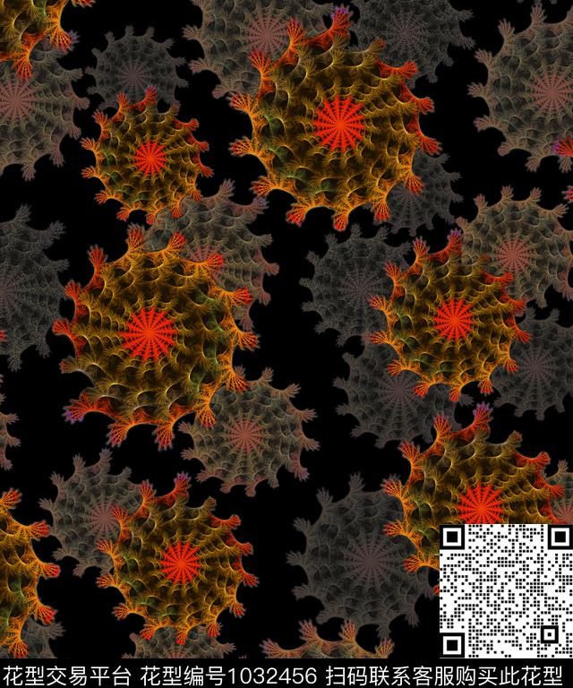 炫彩数码华亿平台抽象花卉数码印花华亿平台下载（图片编号: 1032456） - 瓦栏（Walan）