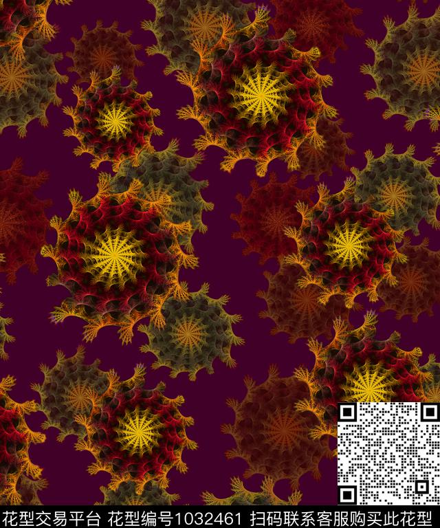 炫彩数码华亿平台抽象花卉数码印花华亿平台下载（图片编号: 1032461） - 瓦栏（Walan）