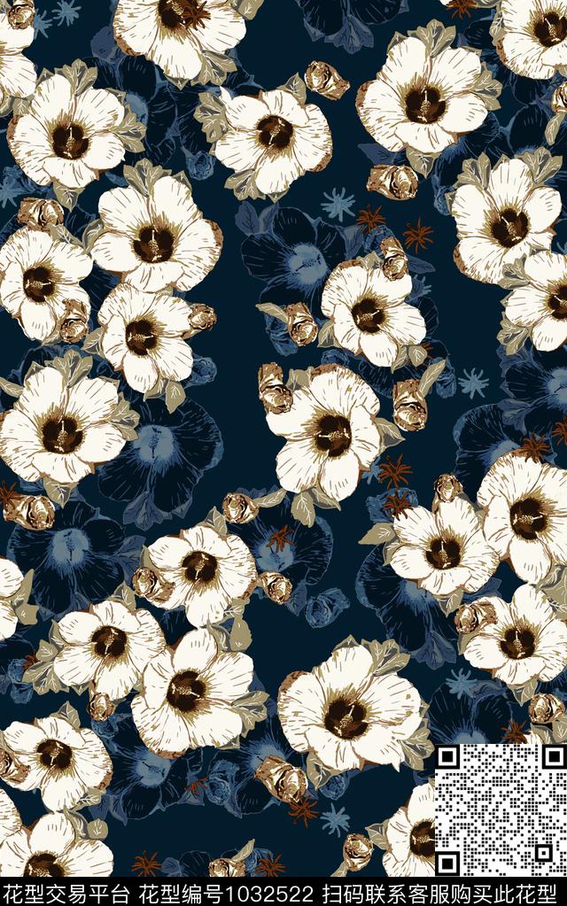 数码华亿平台民族风花卉数码印花华亿平台下载（图片编号: 1032522） - 瓦栏（Walan）