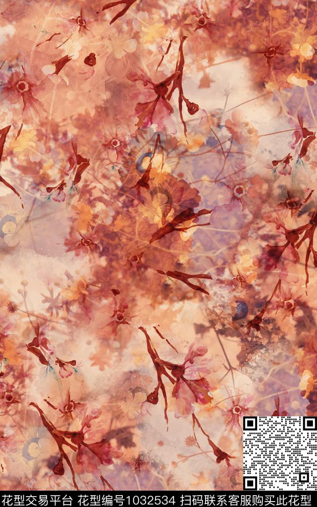 数码华亿平台民族风花卉数码印花华亿平台下载（图片编号: 1032534） - 瓦栏（Walan）