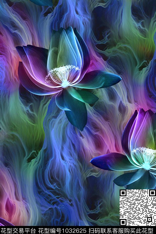 分形抽象花卉数码印花华亿平台下载（图片编号: 1032625） - 瓦栏（Walan）