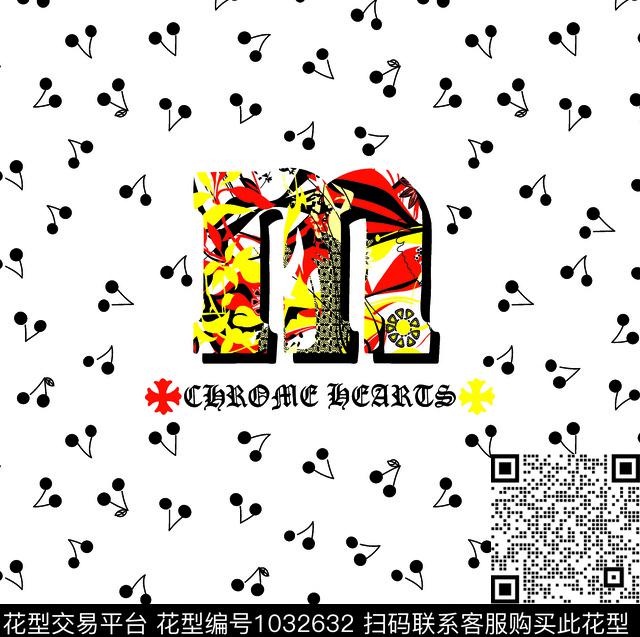 字母数码华亿平台樱桃底纹数码印花华亿平台下载（图片编号: 1032632） - 瓦栏（Walan）