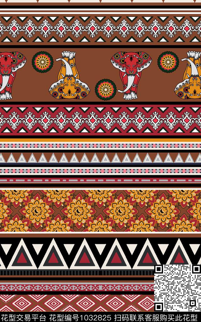 条纹民族风几何传统印花华亿平台下载（图片编号: 1032825） - 瓦栏（Walan）