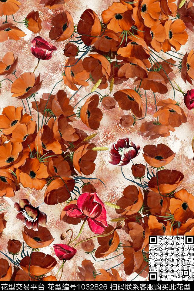 花卉纹理年轻女性数码印花华亿平台下载（图片编号: 1032826） - 瓦栏（Walan）