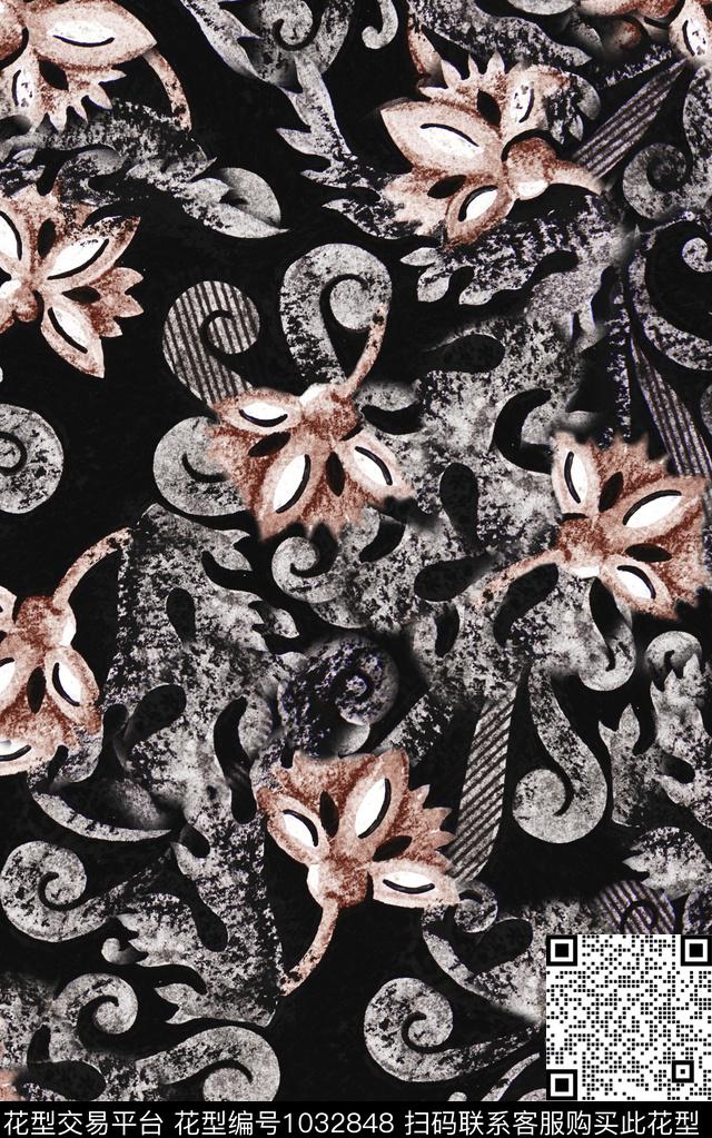 数码华亿平台民族风花卉数码印花华亿平台下载（图片编号: 1032848） - 瓦栏（Walan）