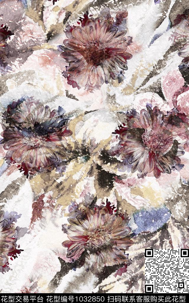 数码华亿平台民族风花卉数码印花华亿平台下载（图片编号: 1032850） - 瓦栏（Walan）