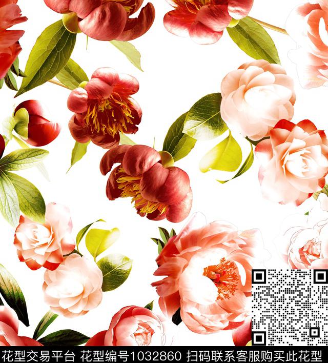 数码华亿平台花卉大牌风数码印花华亿平台下载（图片编号: 1032860） - 瓦栏（Walan）
