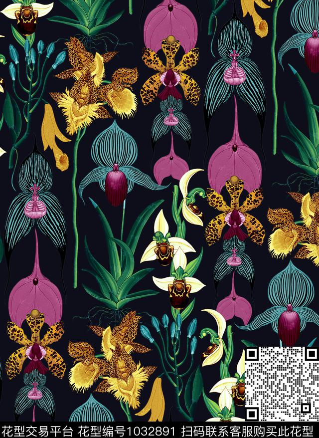 数码华亿平台花卉大牌风数码印花华亿平台下载（图片编号: 1032891） - 瓦栏（Walan）