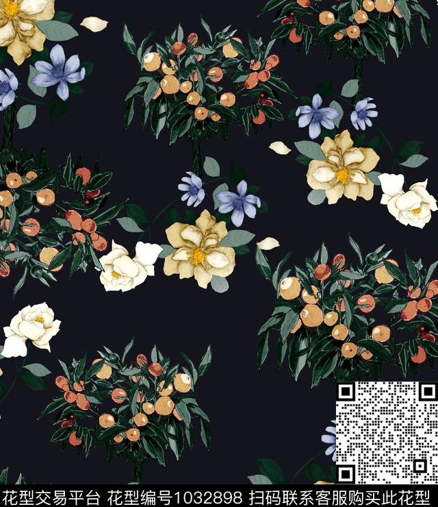 数码华亿平台花卉大牌风数码印花华亿平台下载（图片编号: 1032898） - 瓦栏（Walan）