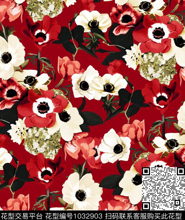 数码华亿平台花卉大牌风数码印花华亿平台下载（图片编号: 1032903） - 瓦栏（Walan）