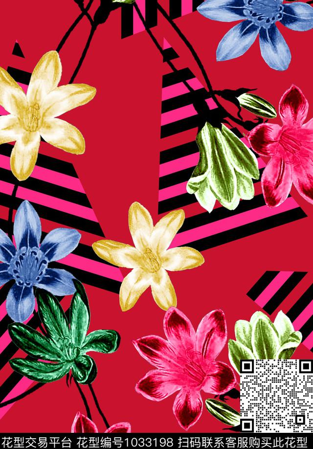 数码华亿平台花卉大牌风数码印花华亿平台下载（图片编号: 1033198） - 瓦栏（Walan）