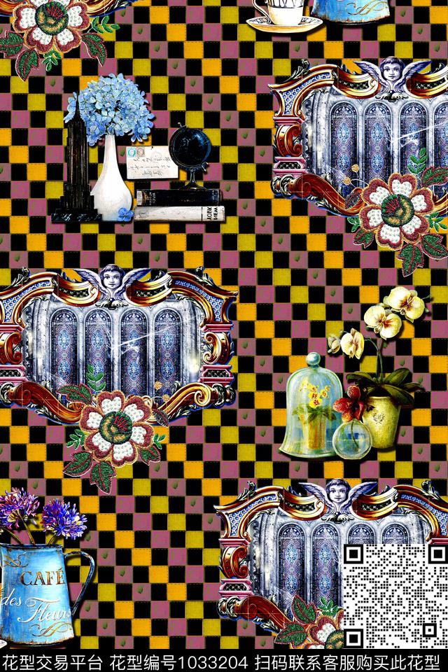 休闲花卉几何数码印花华亿平台下载（图片编号: 1033204） - 瓦栏（Walan）