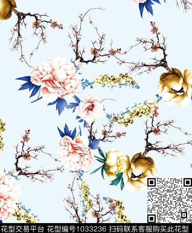 数码华亿平台花卉大牌风数码印花华亿平台下载（图片编号: 1033236） - 瓦栏（Walan）