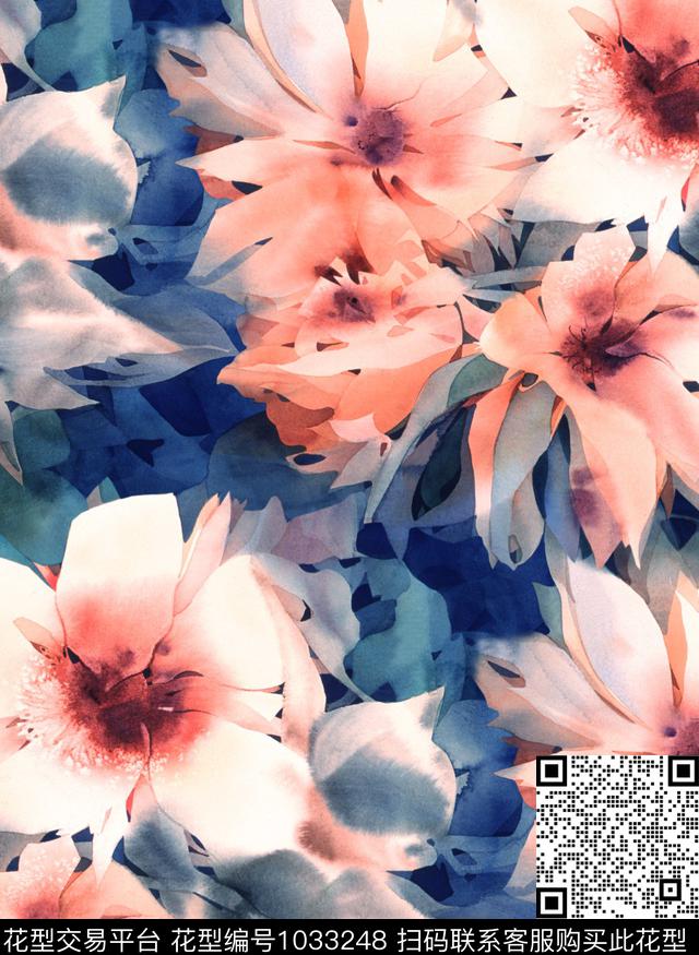 数码华亿平台花卉大牌风数码印花华亿平台下载（图片编号: 1033248） - 瓦栏（Walan）