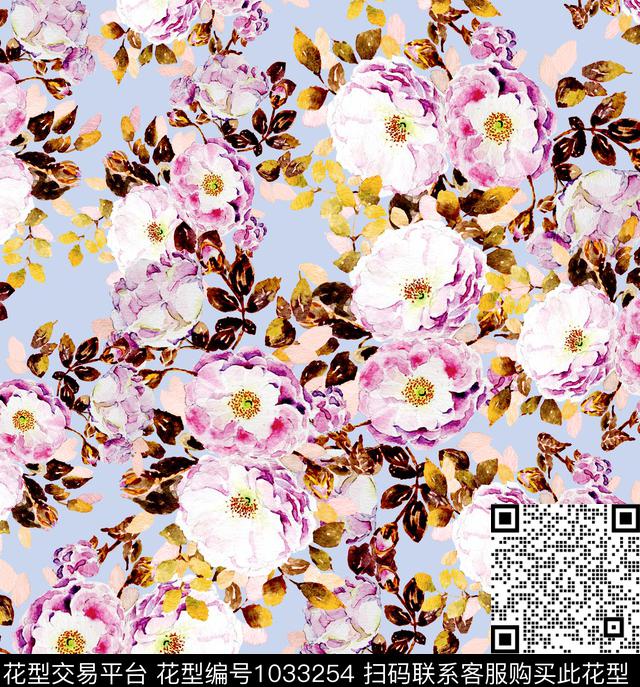 数码华亿平台花卉大牌风数码印花华亿平台下载（图片编号: 1033254） - 瓦栏（Walan）