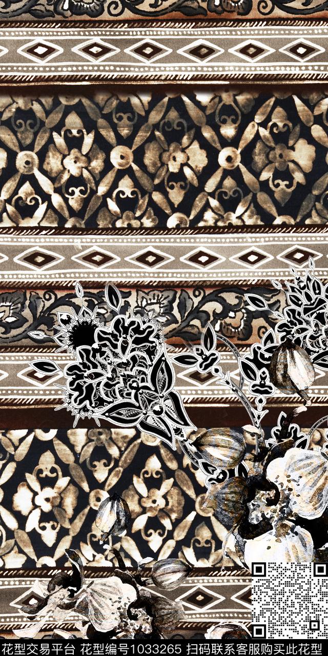 数码华亿平台民族风花卉数码印花华亿平台下载（图片编号: 1033265） - 瓦栏（Walan）