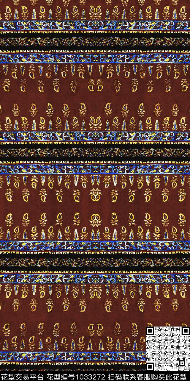 数码华亿平台民族风花卉数码印花华亿平台下载（图片编号: 1033272） - 瓦栏（Walan）