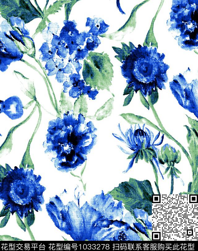 数码华亿平台花卉大牌风数码印花华亿平台下载（图片编号: 1033278） - 瓦栏（Walan）