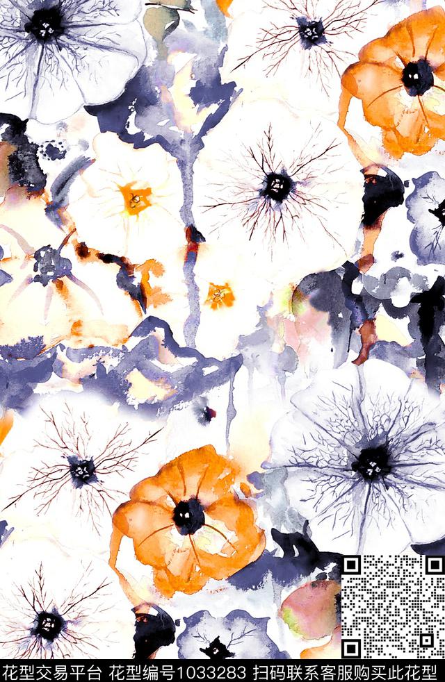 数码华亿平台花卉大牌风数码印花华亿平台下载（图片编号: 1033283） - 瓦栏（Walan）