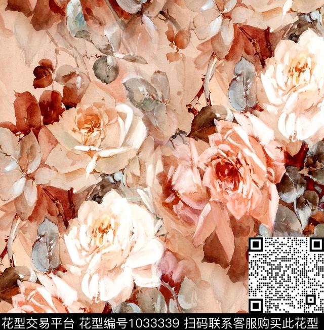 数码华亿平台花卉大牌风数码印花华亿平台下载（图片编号: 1033339） - 瓦栏（Walan）