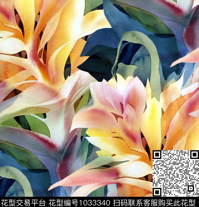 数码华亿平台花卉大牌风数码印花华亿平台下载（图片编号: 1033340） - 瓦栏（Walan）