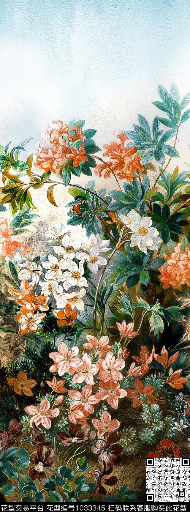大牌风油画华亿平台花卉数码印花华亿平台下载（图片编号: 1033345） - 瓦栏（Walan）