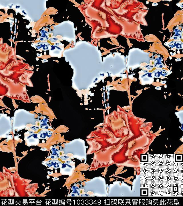 数码华亿平台花卉大牌风数码印花华亿平台下载（图片编号: 1033349） - 瓦栏（Walan）