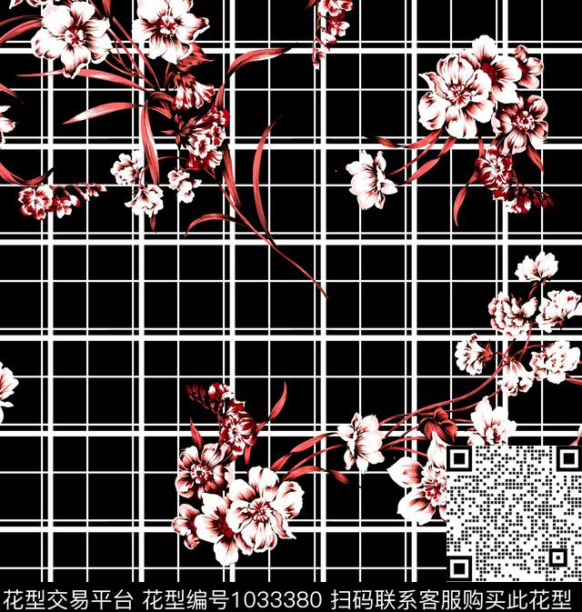 花卉大牌风几何花卉数码印花华亿平台下载（图片编号: 1033380） - 瓦栏（Walan）