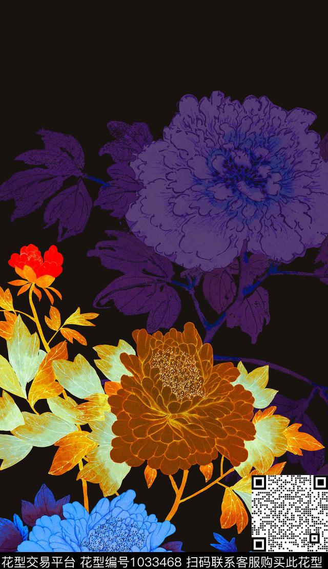 创意定位花花卉数码印花华亿平台下载（图片编号: 1033468） - 瓦栏（Walan）