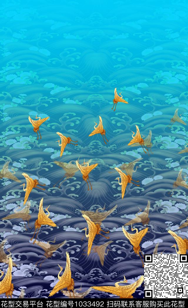 仙鹤定位花女装数码印花华亿平台下载（图片编号: 1033492） - 瓦栏（Walan）