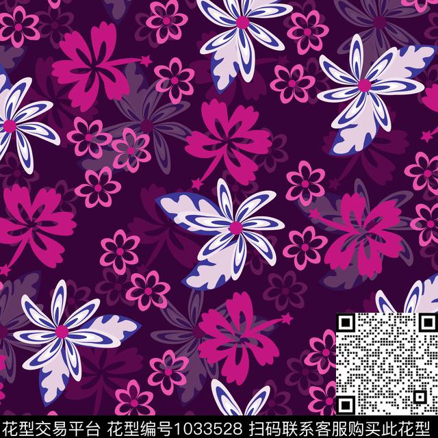 数码华亿平台黑底花卉花卉数码印花华亿平台下载（图片编号: 1033528） - 瓦栏（Walan）